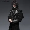 Punk Rave gótico cinturones de cuero rizada hombro cremallera con cremallera larga trinchera abrigo chaqueta negra abrigo abrigo de halloween fiesta de navidad