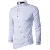 VISADA JAUNA 2018 New Men's Fashion Cotton Long Sleeved Shirt Solid Color Slim Fit Shirts Men Casual Irregular Man Dress N8931