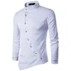 VISADA JAUNA 2018 Nova Moda Masculina Algodão Camisa de Manga Comprida Cor Sólida Camisas Slim Fit Homens Casual Vestido de Homem Irregular N8931