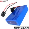 Free Shipping 60V 25AH E-Bike Lithium Battery packs For Bafang BBSHD 1500W Motor 18650 Electric Bicycle Battery 60V +5A Charger