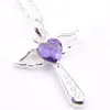 Luckyshine New 6Pcs 1Lot Classic Dreamy Fire Heart Amethyst Gemstone 925 Silver Pendants Russia Australia USA Necklaces Pendant