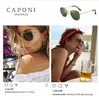 Caponi poligonal polarizada óculos de sol mulheres homens luxo retro metal sol óculos vintage oculos de sol feminino uv400 1081