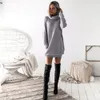 2018 New Spring Fashion Women Knitted Dress Casual Streetwear Long Sleeve Turtleneck Black Dress Loose Plus Size Sweater Dress