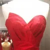 Röd sjöjungfru Ruffles Prom Klänningar Lång 2019 Strapless Peats Satin Lager Kjol Kvällar Elegant Formell Klänning Skräddarsy Real Image