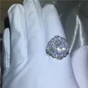 2018 Romantick Flower Pierścień Silver Color Diamond CZ Kamień Duży Zaręczyny Zespół Pierścionek Dla Kobiet Bridal Moda Biżuteria