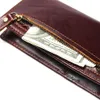 Wholesale- Genuine Leather Men's Wallet Newly Bifold RFID Blocking Wallet For Men Protection Cowhide Zipper Long Purse