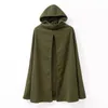 Fashion Hooded Cape Coat Poncho Jacket Women Autumn Winter Outerwear Coat Loose Amry Green Color Casacos Femininos
