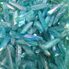 10 stks Blue Aura Titanium Clear Quartz Hanger Natural Raw Crystal Wand Point Ruwe Reiki Healing Prism Cluster Ketting Charms Craft