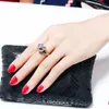 Trendy hot ring with Gray Pearl and cubic zircon Women jewelry dropshipping anel anillos aneis femme statement leaf finger rings