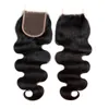 Cabelo humano não processado da Malásia Fechamento de renda 4x4 com cabelos para cabelos onda de corpo 4 por 4 fechos Produtos de cabelo 8-22 polegadas cor natural