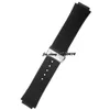 JAWODER Watch Bands 28mm X 19mm Men Stainless Steel Silver Deployment Clasp Black Diving Silicone Rubber Strap Accessories for HUB3427721