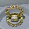 Bague femme Vintage sertie d'or jaune rempli d'argent 925 rond 5A Cz pierre bague de fiançailles de mariage pour les femmes bijoux de mariée