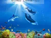 3d pvc flooring waterproof Self-adhesive murals wall paper custom dolphin 3d floor tiles for bathrooms