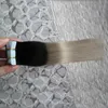 Ombre Tape Hair T1B Nastro estensione grigio argento Confezione da 40 Pezzi Adesivo Capelli Senza Cuciture 100 Grammi 10" 12" 14" 16" 18" 20" 22" 24" 26"