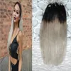 Ombre Gris Micro Anneau Boucle Extensions de Cheveux 100G 1gStand argent ombre micro extensions de cheveux Droit Micro Lien Extensions de Cheveux Humains4725181