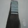 Extensiones de cabello Cabello gris 100 g 2,5 g / pc Cinta en extensión de cabello humano 40 unids / paquete Extensiones de cinta de trama de piel sin costuras