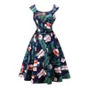 Kostlich Floral Print Women Dress été Hepburn Années 50-60 Vintage Dress Femmes 2018 A-Line Robes De Soirée Avec Ceinture Robe Femme D1891301