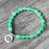 Handgjorda smycken Malachite Beaded Armband Yoga Chakra Bön Mala Buddha Om Armband för Män Kvinnor Strand Charm Armband