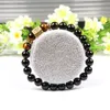 Men Gold Bracelet Wholesale Micro Pave Black Cz Hexagon Beaded Bracelets with 8mm Natural Black Onyx & Tiger Eye Stone Beads