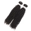 Brasiliansk Kinky Curly Virgin Hair Weave With Closure Free Middle 3 Part Double Weft Mänskliga hårförlängningar Färgbara Human Hair Weave