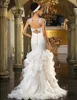 New Sweetheart Sweep Train with Crystal Beading Cascading Ruffle Crystal Floral Pin With Detachable Wrap Organza Mermaid Wedding Dresses