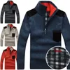 Moda męska Pullover Knit Swetry Zimowe Mężczyźni Kołnierz Szczotkowane Pulsed Sweter Knitting Coat Men Casual Wear Tops Plus Size XXXL Odzieży