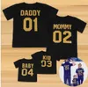 Funny Family Matching Outfits Black Golden Dad Mom Kid Baby Sorting Number Cotton Short-sleeved T-shirt Interesting Warm Family Clothing
