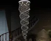 Nieuwste moderne LED Kroonluchter Luxe Double Spiral Crystal Kroonluchters Opknoping Verlichting voor Foyer Stair Trap Hotel LLFA