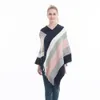 Kvinnor Striped Tassel Poncho Sweater Knit Scarf Wrap Loose Sjal Vintage Scarves Cloak Coat Girls Winter Warm Cape Clothes AAA1079