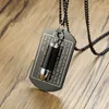 Men's Black Lord's Prayer Dog Tag Necklace with Bullet Shaped Cremation Urn Pendant on Chain Stainless Steel Jewelry