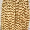 Blond brasiliansk hårband i mänskliga hårförlängningar 10 "-26" 200g 80pcs Double Drawn Remy Hair Kinky Curly Tape Pu Seamless Skin Weft