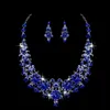 2018 Royal Blue Bridal Jewelry Crystal Shinning Bride Naszyjnik Kolczyk Rhinestone Zroszony Biżuteria Ślubna Zestaw Prom Party Accessory Stock