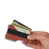 ZEEKER nouveau Design en aluminium métal RFID bloquant porte-carte de crédit en cuir véritable minimaliste carte portefeuille pour Men229N