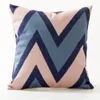 Nordisk stil dekorativa kastkuddar fodral blå rosa geometriska kuddar täcker elefantstol soffan kudde för soffa uppsättning av 4278w