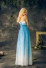 2019 Blue Ombre Prom -klänningar älskling Chiffon spetsar tillbaka lång golvlängd Gradient Evening Party Dresses Graduation Gowns CUS1190577