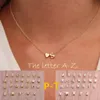 26 letters long sweater chain choker pendant necklace tiny love heart pendants for women collier lovers gift gold silver P-T