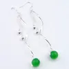 Unique 925 Silver Beautiful Long Dangle Earrings Lady 6 Pcs Lot Green Gems Holiday Party gift Jewelry