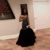 2018 Yeni Seksi Zarif Abiye Sevgiliye Illusion Altın Kristal Boncuklu Mermaid Siyah Kolsuz Artı Boyutu Parti Balo Abiye Vestido