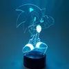 Sonic 3D Nightlight Visual Illusion LED RGB Изменение Sonic HedgeHog Действие Фигура Новизна Свет для Рождества