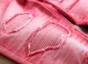 2018 جديد 5 اللون ممزق جينز الرجال مع ثقوب الدنيم سوبر نحيل الشهيرة مصمم العلامة التجارية ضئيلة صالح جان السراويل خدش السائق جينز