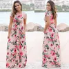 Dames Floral Print Korte Mouw Boho Jurk Avondjurk Party Lange Maxi Jurk Zomer Sundress 5 Styles OOA3238