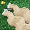 # 613 Wybielacz Blondynka Skóry Wątki Rozszerzenia 100g Taśma w ludzkich włosach Remy Ciała Fala Brazylijski Włosy na Niewidzialnej taśmie PU Skin Weft