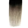 Extensions de bande Gris 100g Bande dans les extensions de cheveux Trame de peau humaine 1B et gris Omber Remy Extensions de cheveux de bande 40PCS