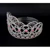 Crown Miss Teen USA Pink Color CZ Kamień Rhinestone Kryształ Regulowany Opaska Ślubna Bridal Włosy Biżuteria Tiaras Królewska Królowa Korona MO237