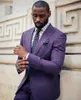 高品質の衣装Homme 2018紫色の男性スーツ新郎Tuxedos新郎の結婚披露宴のパーティーディナー最高の男のスーツ（ジャケット+ズボン）