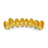 14K Real Vergulde Onregelmatige Dental Grills 8 Tanden Bodem Caps Lagere verwijderbare Hip Hop Body Sieraden