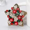 Vintage Rhinestone Gold Silver Plated Christmas Brosch Simple Star Moon Brosch Pins Julklappar Party Ornament Mode Smycken