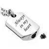 Personalisierte Rückseitengravur aus Edelstahl mit „Always in my Heat“-Halskette mit Urnen-Erkennungsmarken-Anhänger, Gedenkschmuck