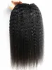 Mode Brasiliansk Human Virgin Remy Hair Kinky Straight Haft Weft Mänsklig Mjuk Dubbla Drawn Hair Extensions Obehandlad Naturlig Svart Färg