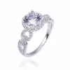 Estampado 10kt 8 $ Real Sólido 100% 925 Anillos de bodas de plata esterlina Joyería para mujer Marca 2ct Anillo de compromiso de diamante simulado